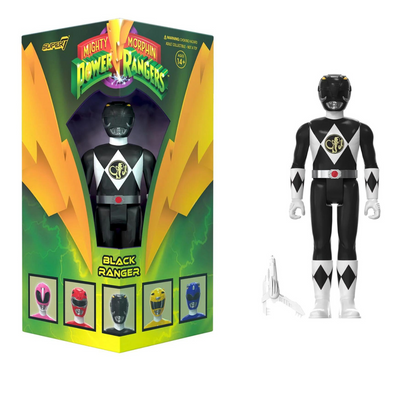 Mighty Morphin Power Rangers ReAction Figures Black Ranger Triangle Box