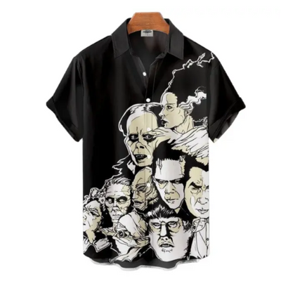 B&W Horror Group Icons 3D Print Shirt