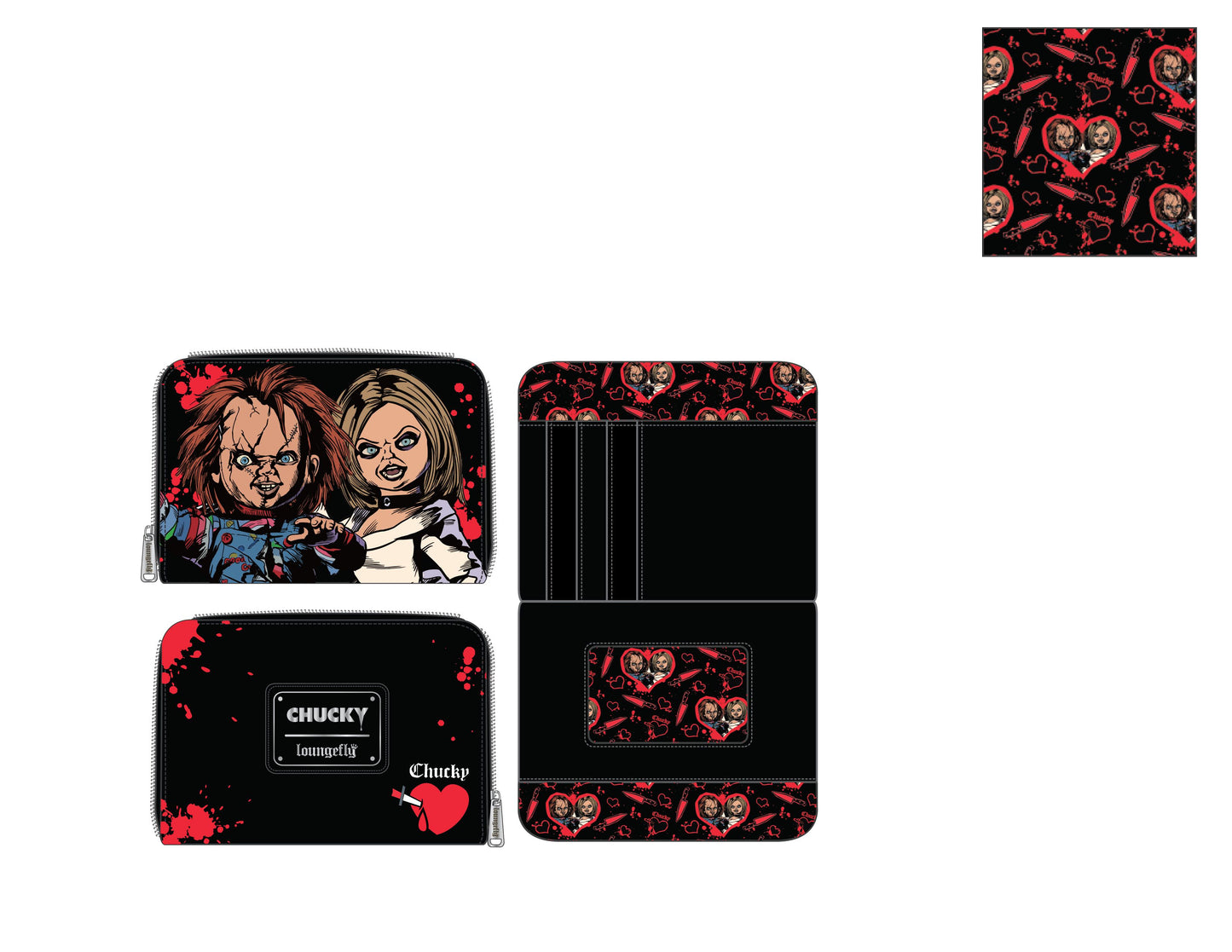 Loungefly Universal Bride of Chucky Happy Couple Zip Wallet