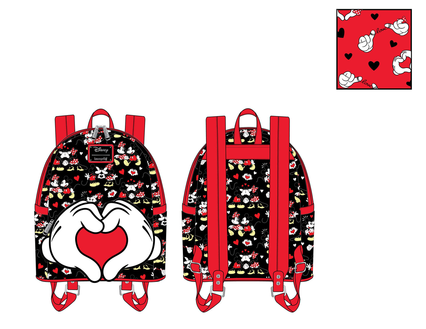 Core Loungefly Disney Mickey and Minnie Valentines Backpack