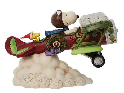 Peanuts "Special Christmas Deliveries" Snoopy & Woodstock Flying Ace Plane Figurine (Jim Shore)