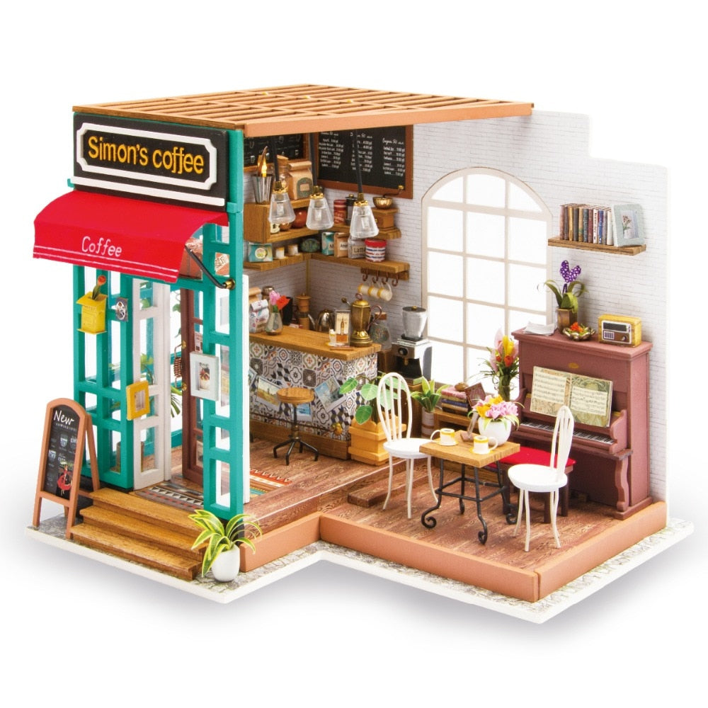 DIY Miniature Dollhouse Kit: Simon's Coffee