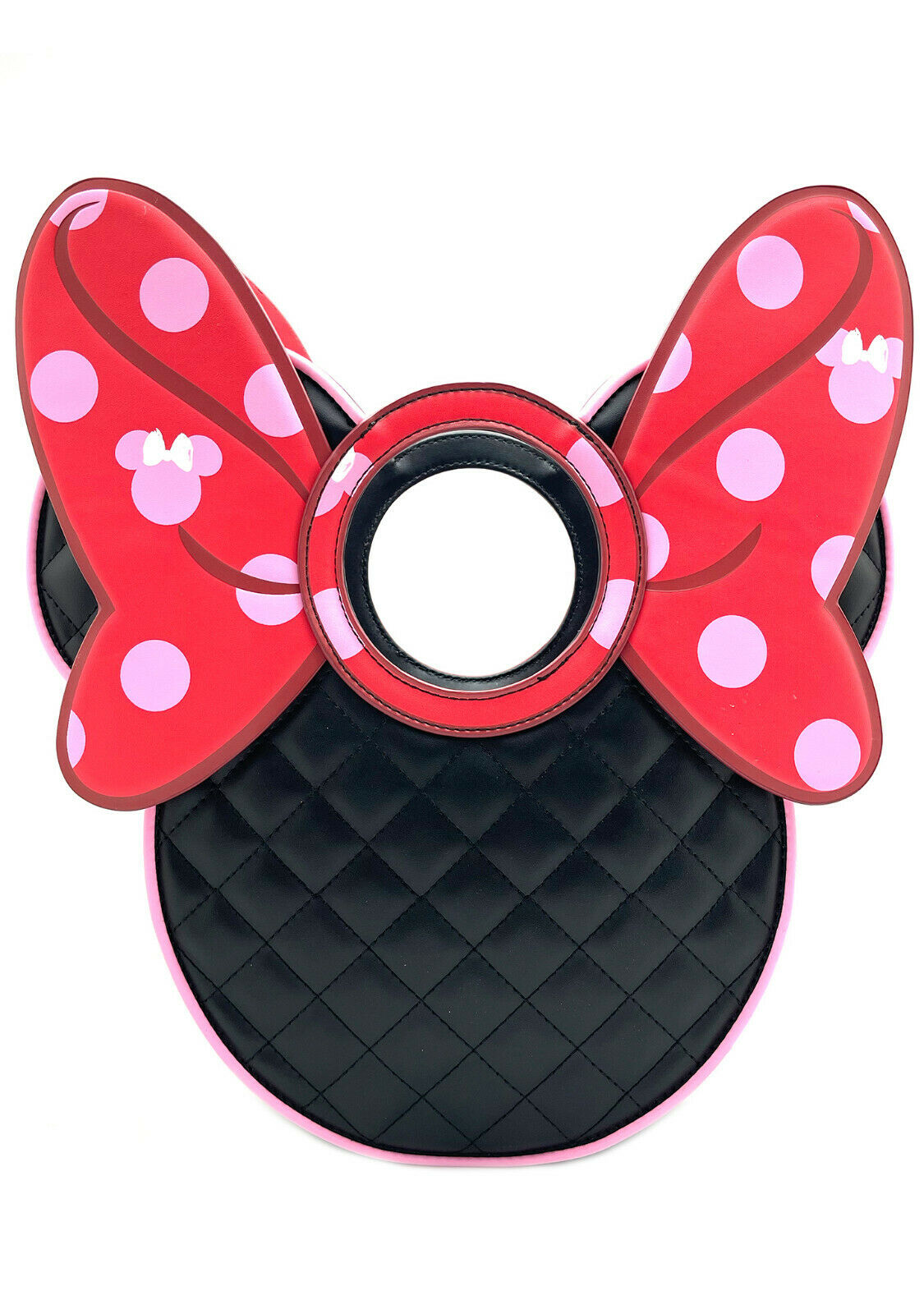 DISNEY MINNIE MOUSE QUILTED PINK POLKA DOT BOW HEAD CROSSBODY BAG