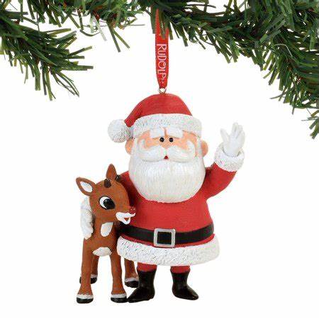 Department 56 Rudolph Reindeer and Santa Claus Christmas Tree Ornament