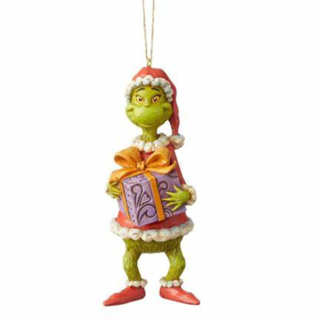 Grinch Holding Present Ornament