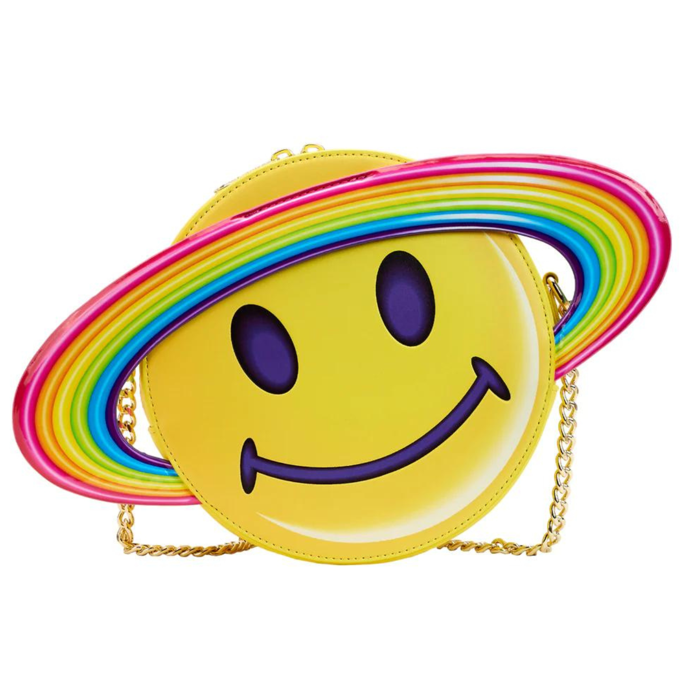 Lisa Frank Yellow Rainbow Ring Saturn Crossbody Bag
