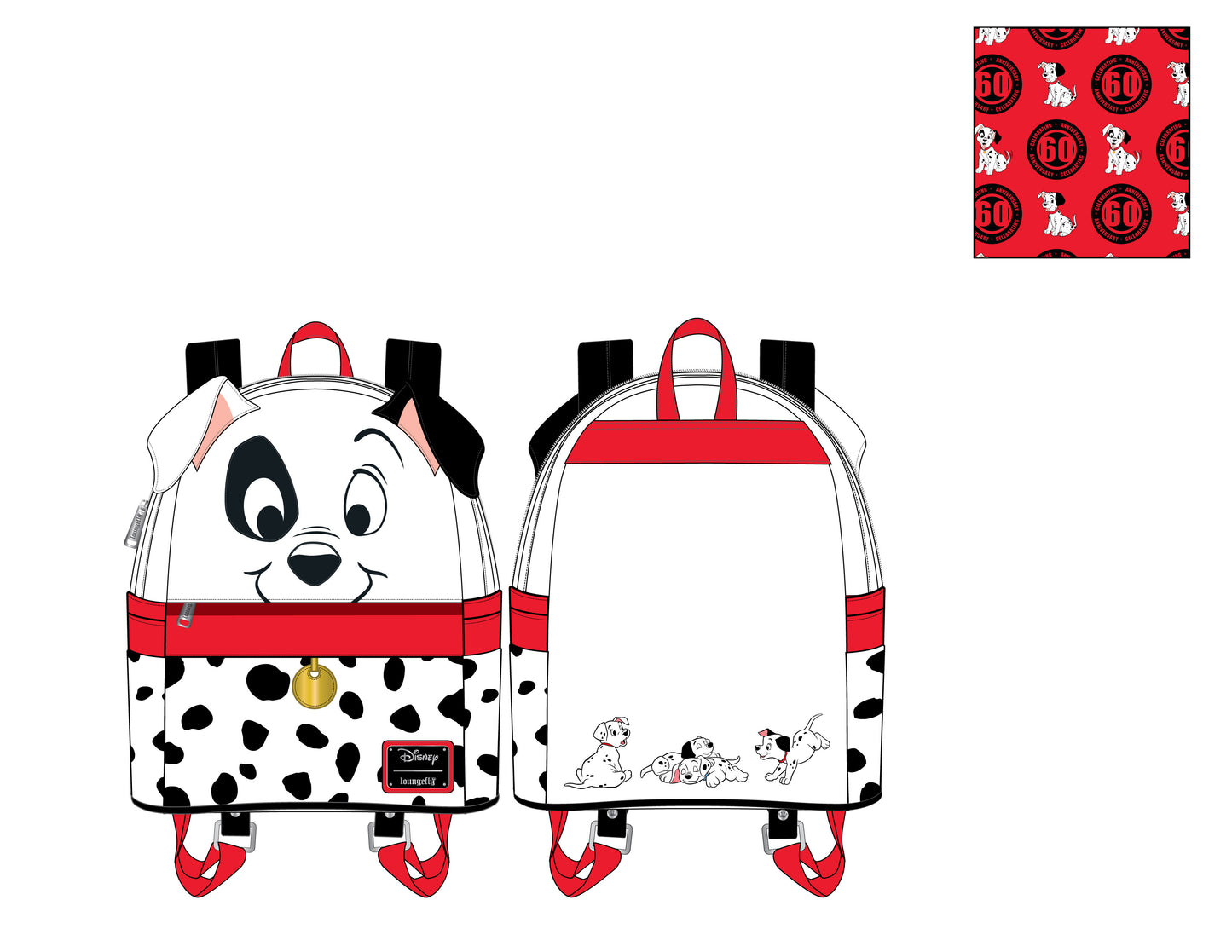 DISNEY 101 DALMATIONS 70TH ANNIVERSARY COSPLAY MINI BACKPACK LOUNGEFLY