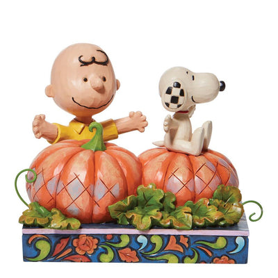 Charlie Brown and Snoopy in pumpkin patch